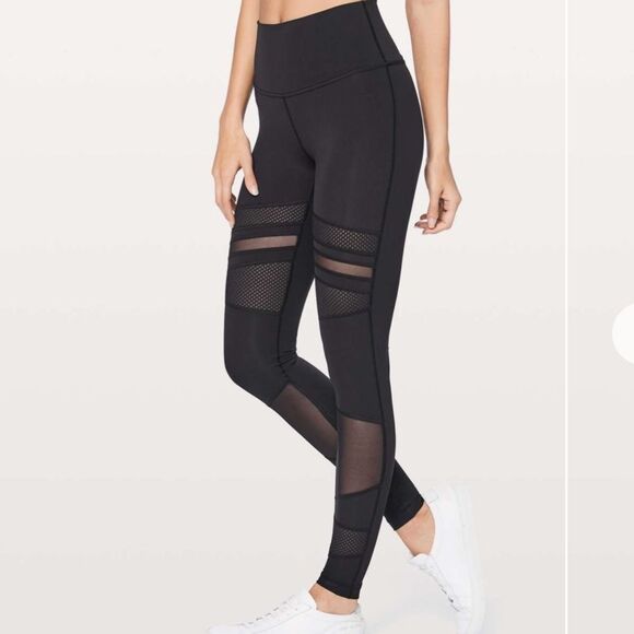 lululemon athletica Pants - Lululemon Wunder Under Hi-Rise Tight Mix & Mesh 28" Women’s 6 Yoga Workout